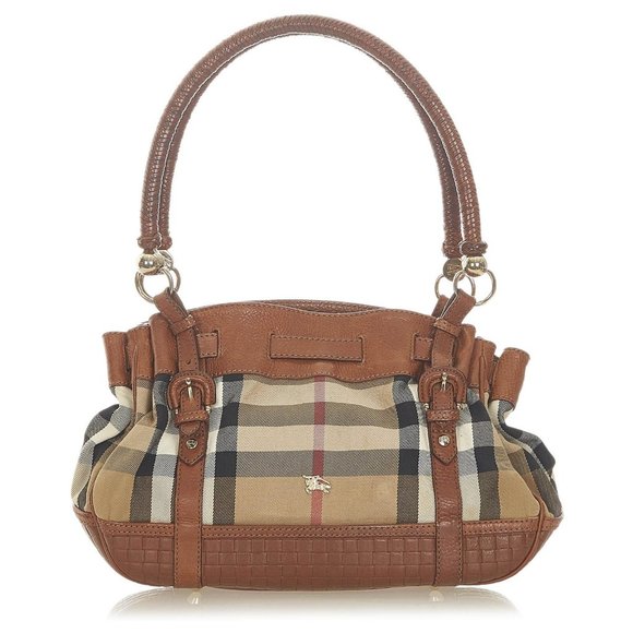 Burberry House Check Canvas Leather Shoulder Bag - Picture 9 of 11